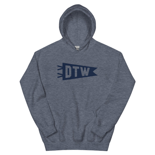 Airport Code Unisex Hoodie - Navy Blue Graphic • DTW Detroit • YHM Designs - Image 01