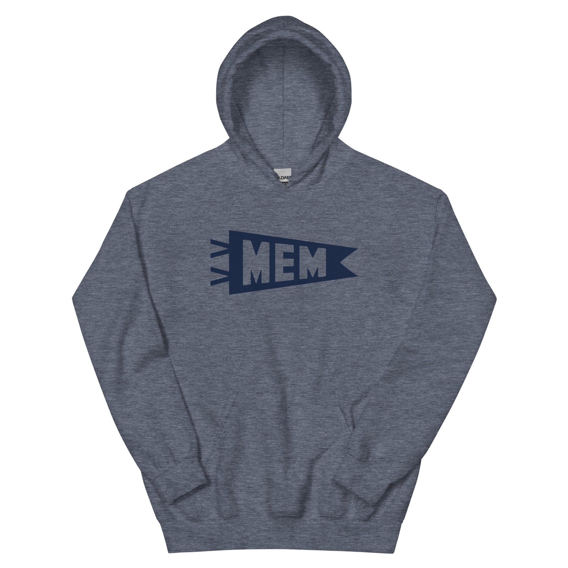 Airport Code Unisex Hoodie - Navy Blue Graphic • MEM Memphis • YHM Designs - Image 01