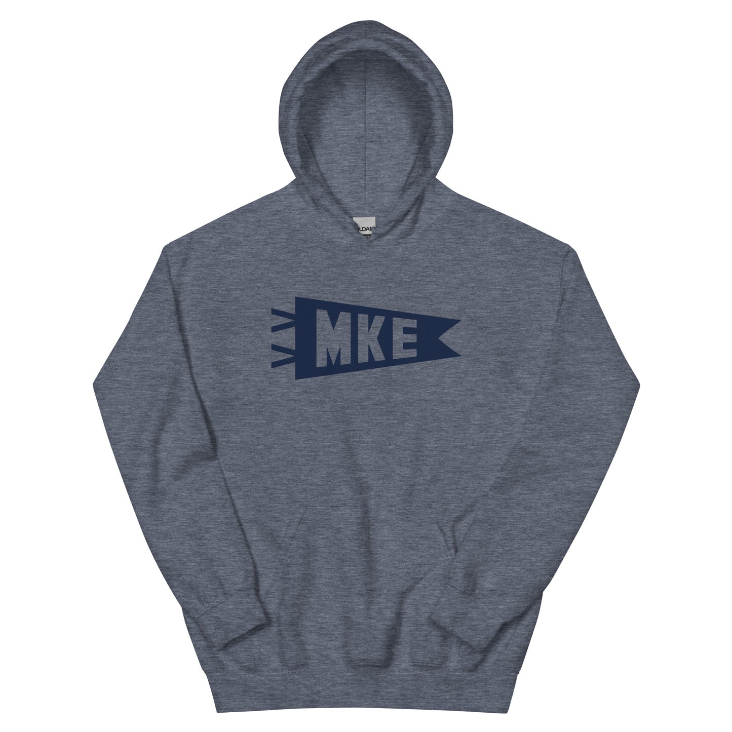 Airport Code Unisex Hoodie - Navy Blue Graphic • MKE Milwaukee • YHM Designs - Image 01