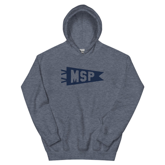Airport Code Unisex Hoodie - Navy Blue Graphic • MSP Minneapolis • YHM Designs - Image 01