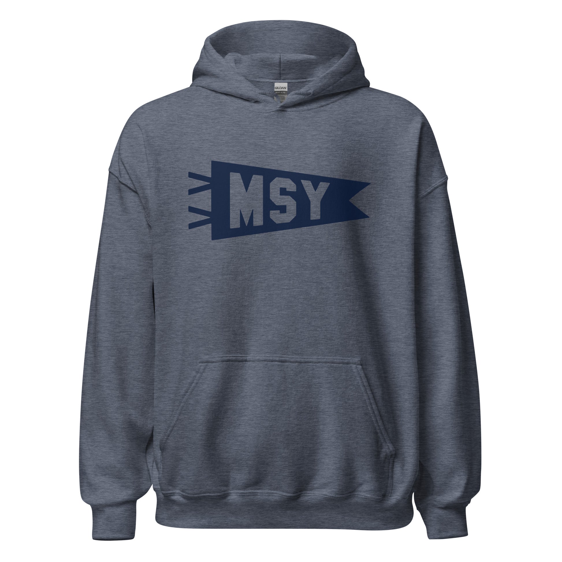 Airport Code Unisex Hoodie - Navy Blue Graphic • MSY New Orleans • YHM Designs - Image 05