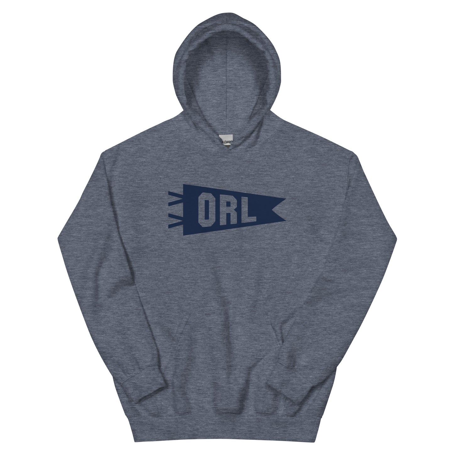 Airport Code Unisex Hoodie - Navy Blue Graphic • ORL Orlando • YHM Designs - Image 01