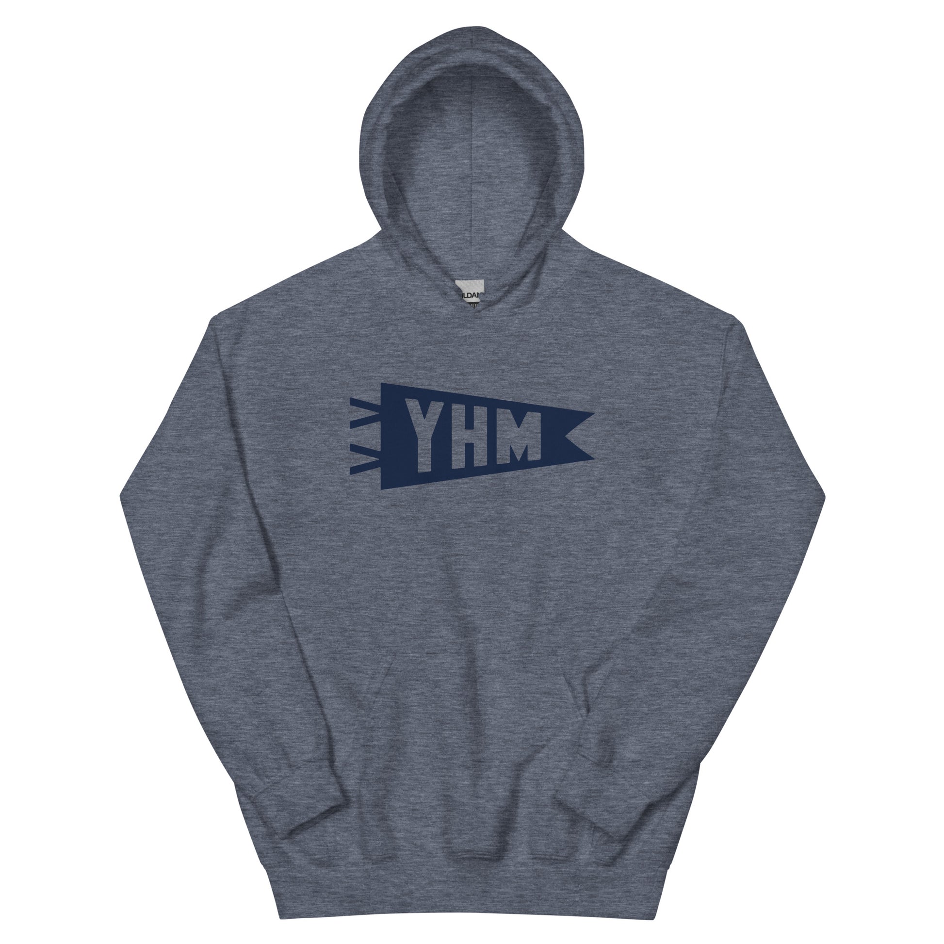 Airport Code Unisex Hoodie - Navy Blue Graphic • YHM Hamilton • YHM Designs - Image 01