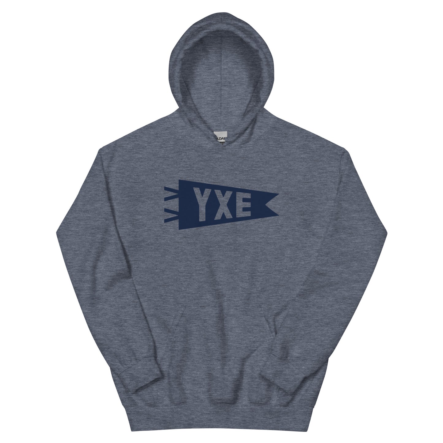 Airport Code Unisex Hoodie - Navy Blue Graphic • YXE Saskatoon • YHM Designs - Image 01