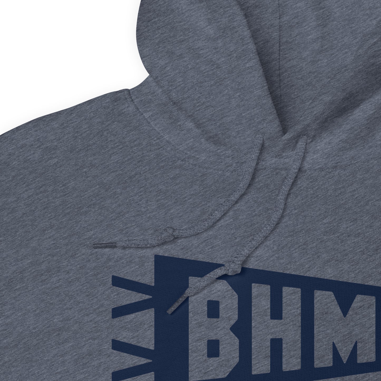 Airport Code Unisex Hoodie - Navy Blue Graphic • BHM Birmingham • YHM Designs - Image 06