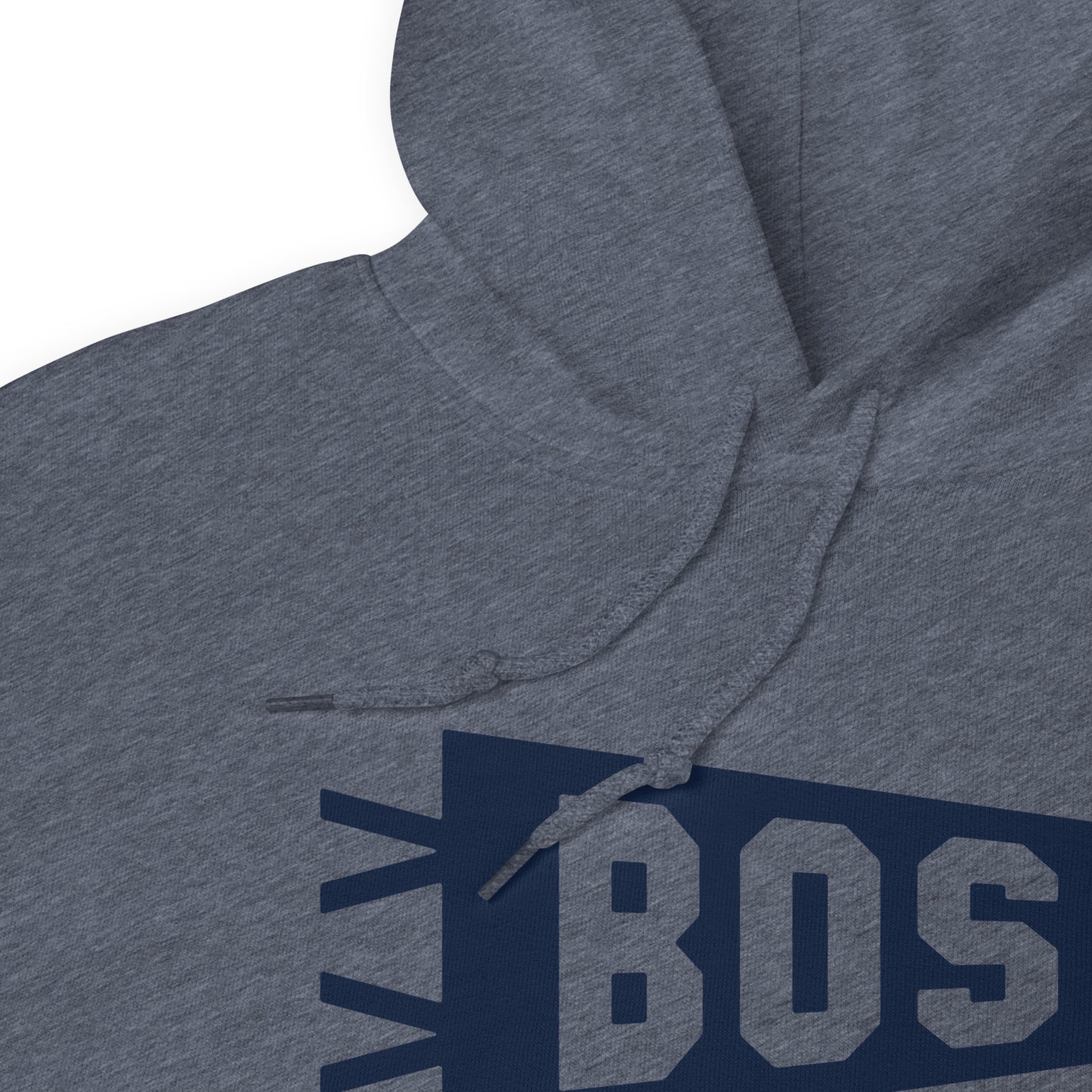 Airport Code Unisex Hoodie - Navy Blue Graphic • BOS Boston • YHM Designs - Image 06