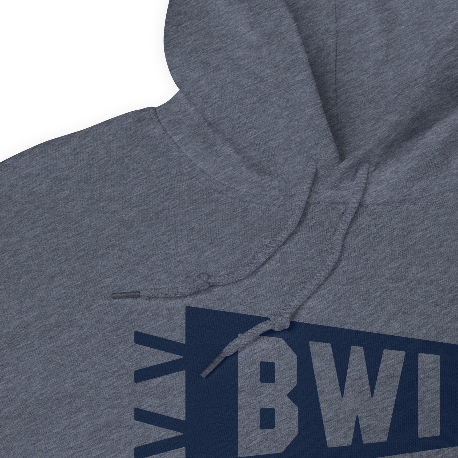Airport Code Unisex Hoodie - Navy Blue Graphic • BWI Baltimore • YHM Designs - Image 06