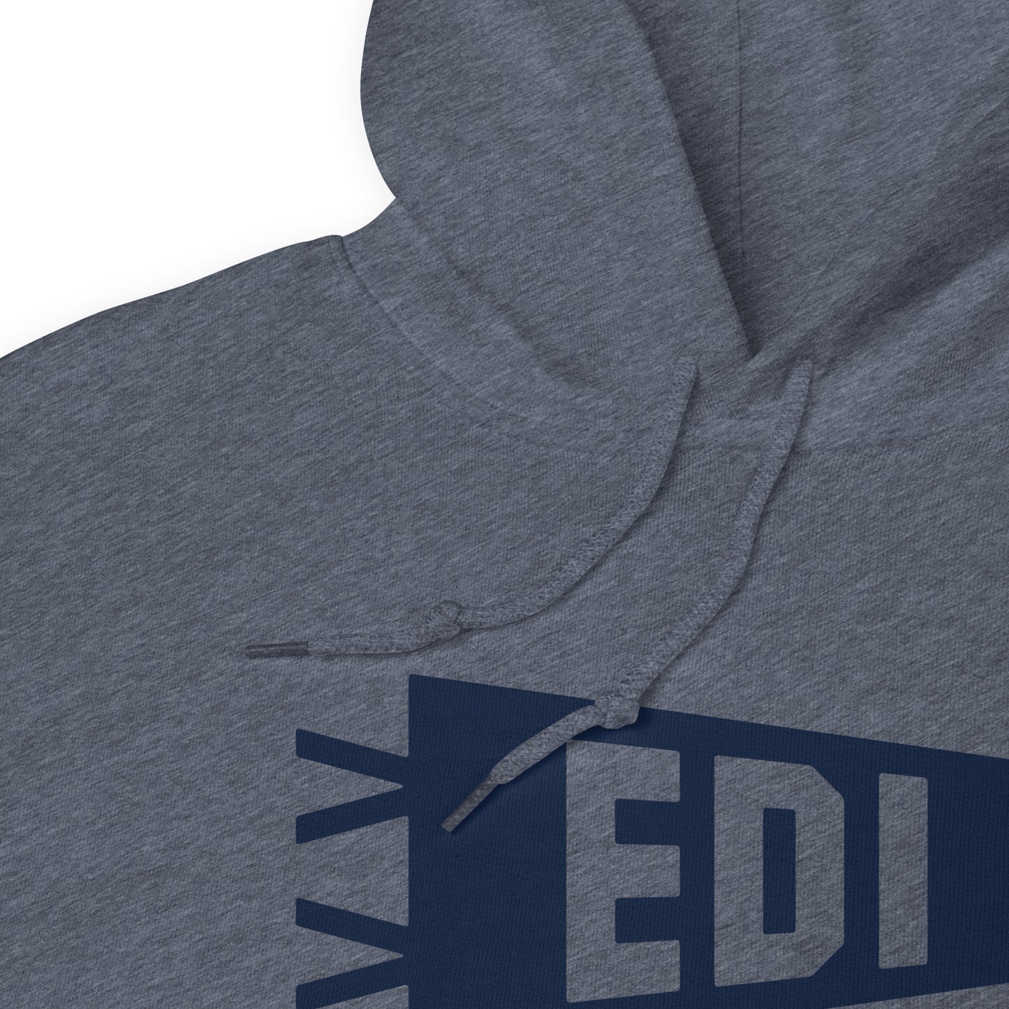Airport Code Unisex Hoodie - Navy Blue Graphic • EDI Edinburgh • YHM Designs - Image 06