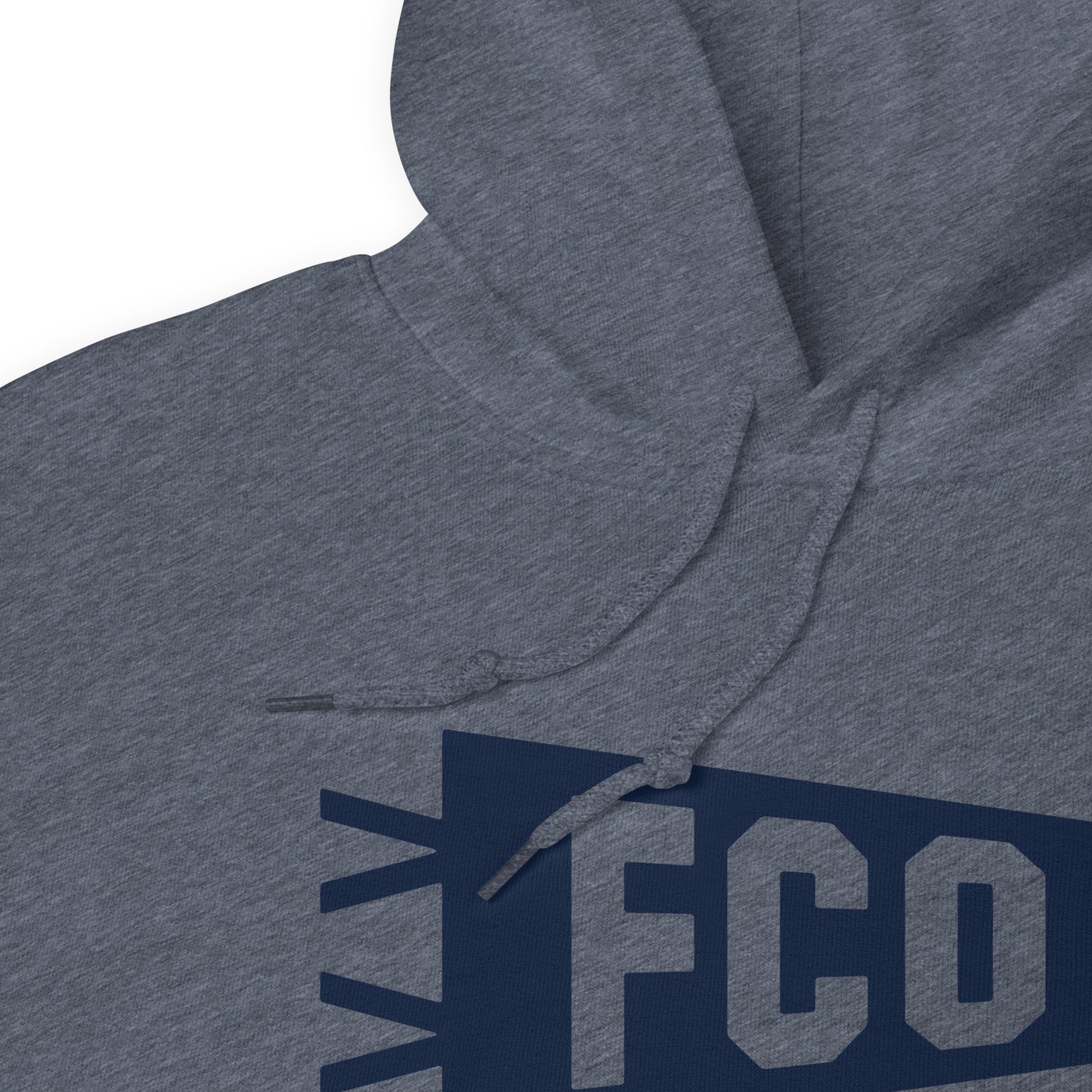 Airport Code Unisex Hoodie - Navy Blue Graphic • FCO Rome • YHM Designs - Image 06