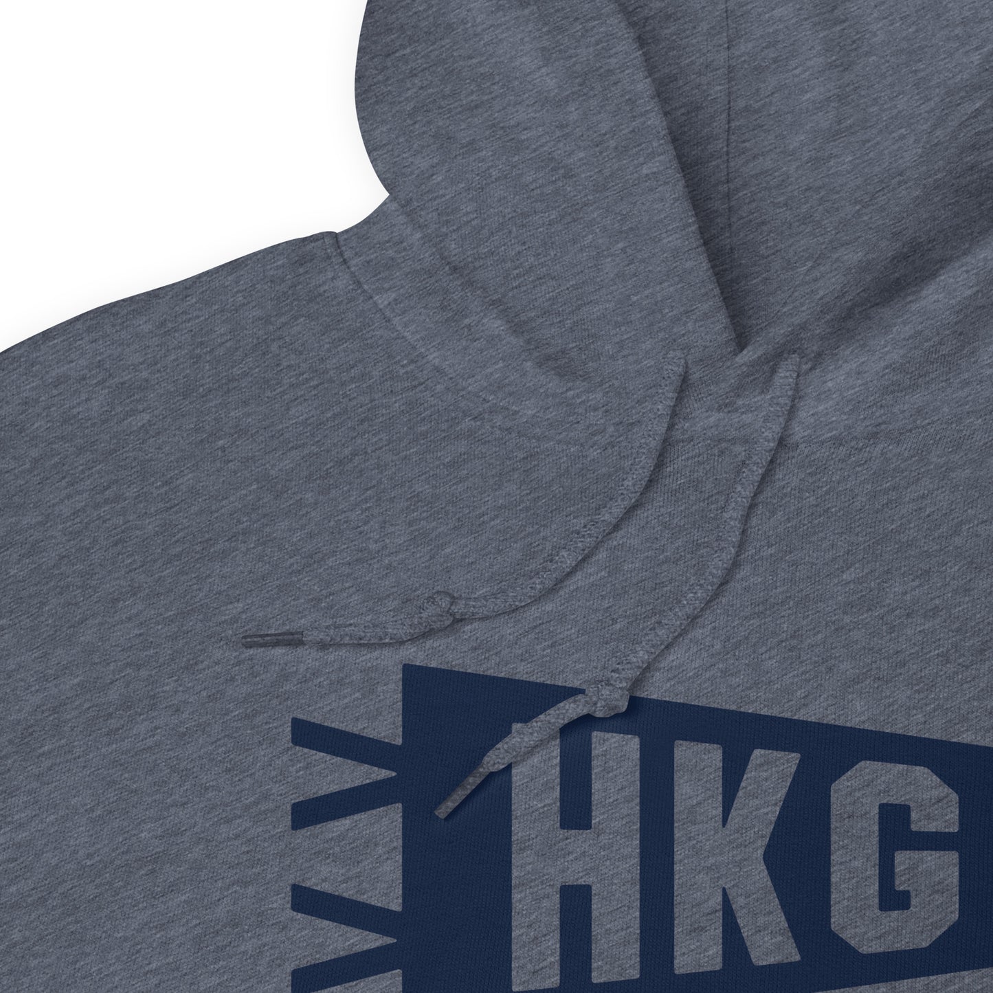 Airport Code Unisex Hoodie - Navy Blue Graphic • HKG Hong Kong • YHM Designs - Image 06