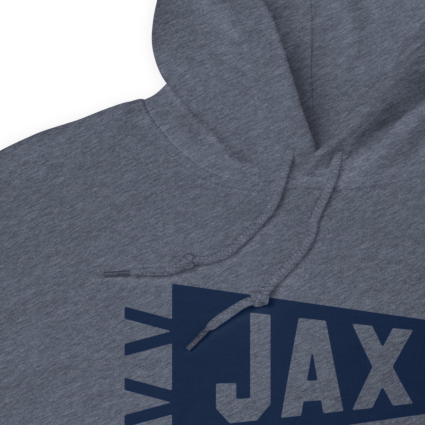 Airport Code Unisex Hoodie - Navy Blue Graphic • JAX Jacksonville • YHM Designs - Image 06