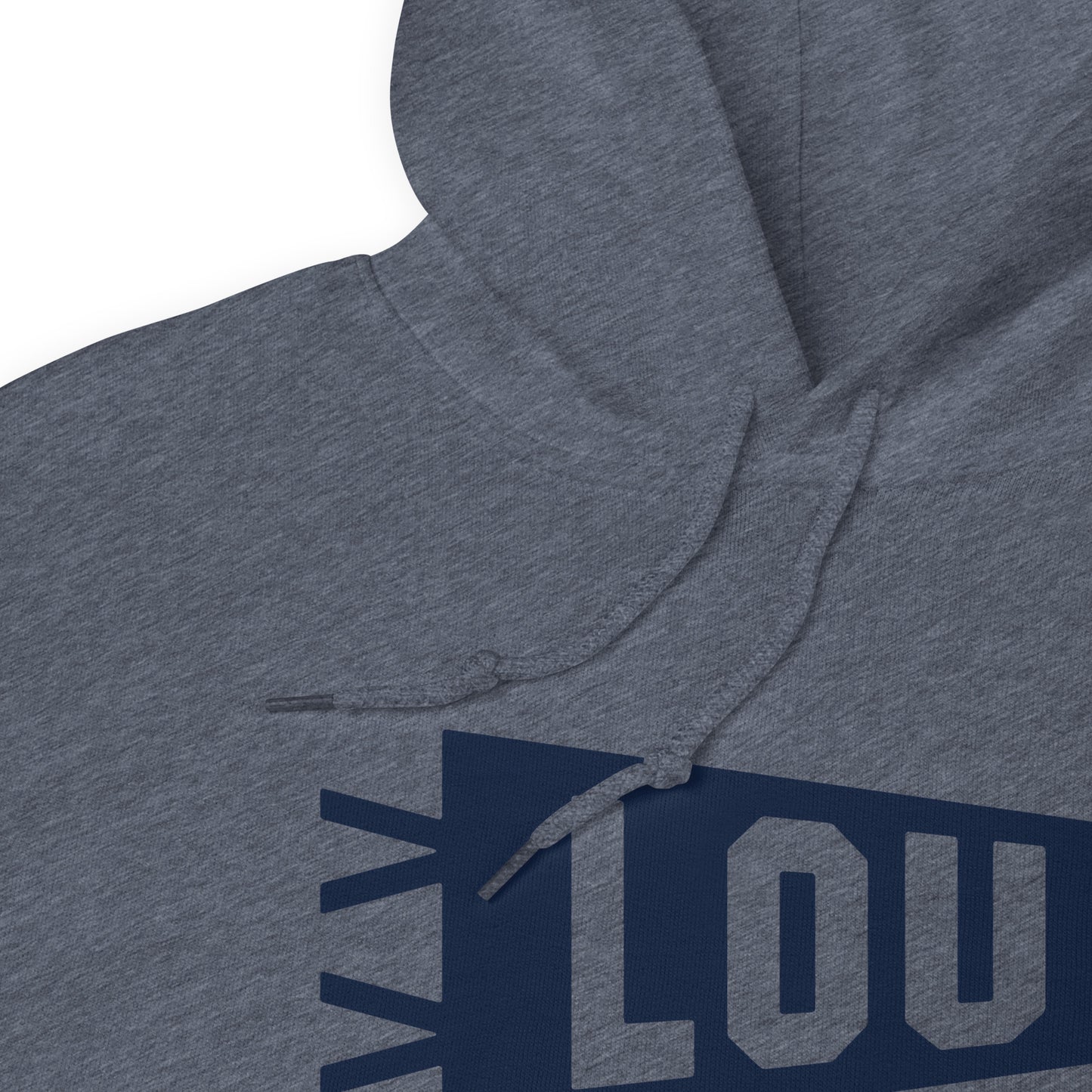 Airport Code Unisex Hoodie - Navy Blue Graphic • LOU Louisville • YHM Designs - Image 06