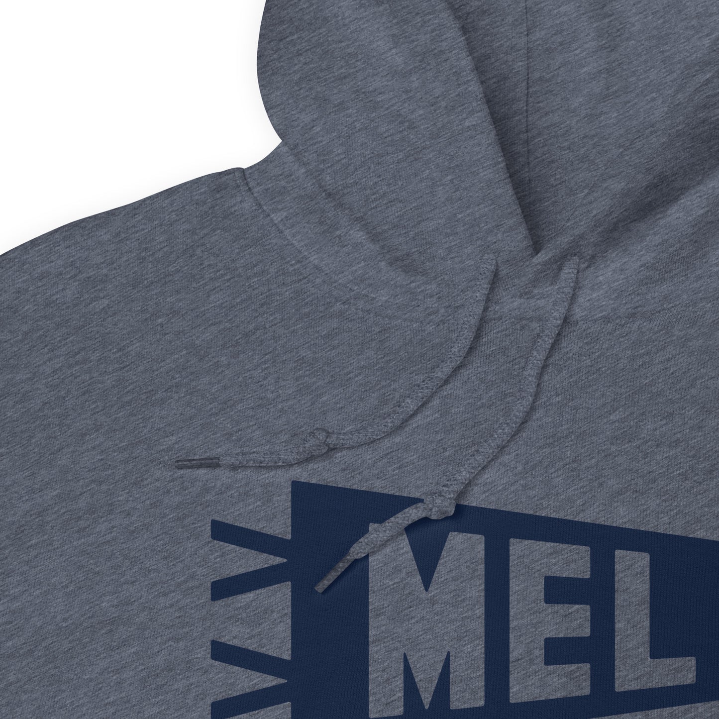 Airport Code Unisex Hoodie - Navy Blue Graphic • MEL Melbourne • YHM Designs - Image 06