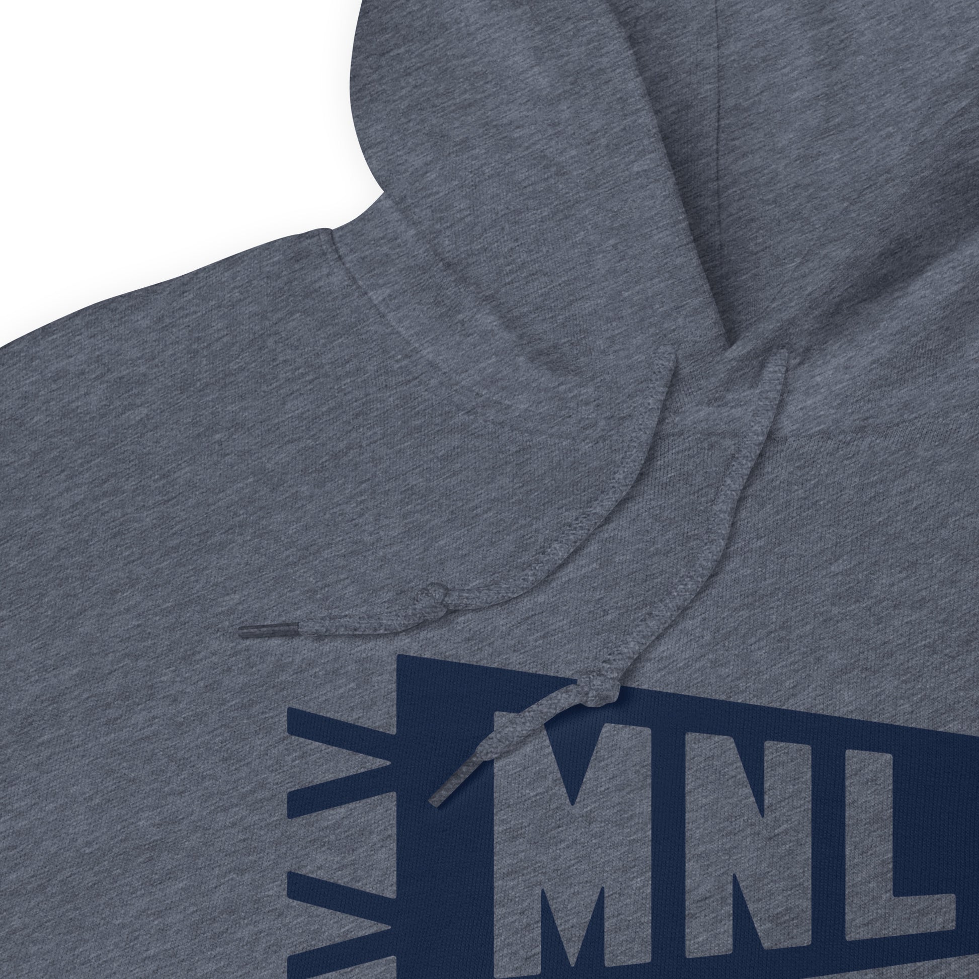 Airport Code Unisex Hoodie - Navy Blue Graphic • MNL Manila • YHM Designs - Image 06