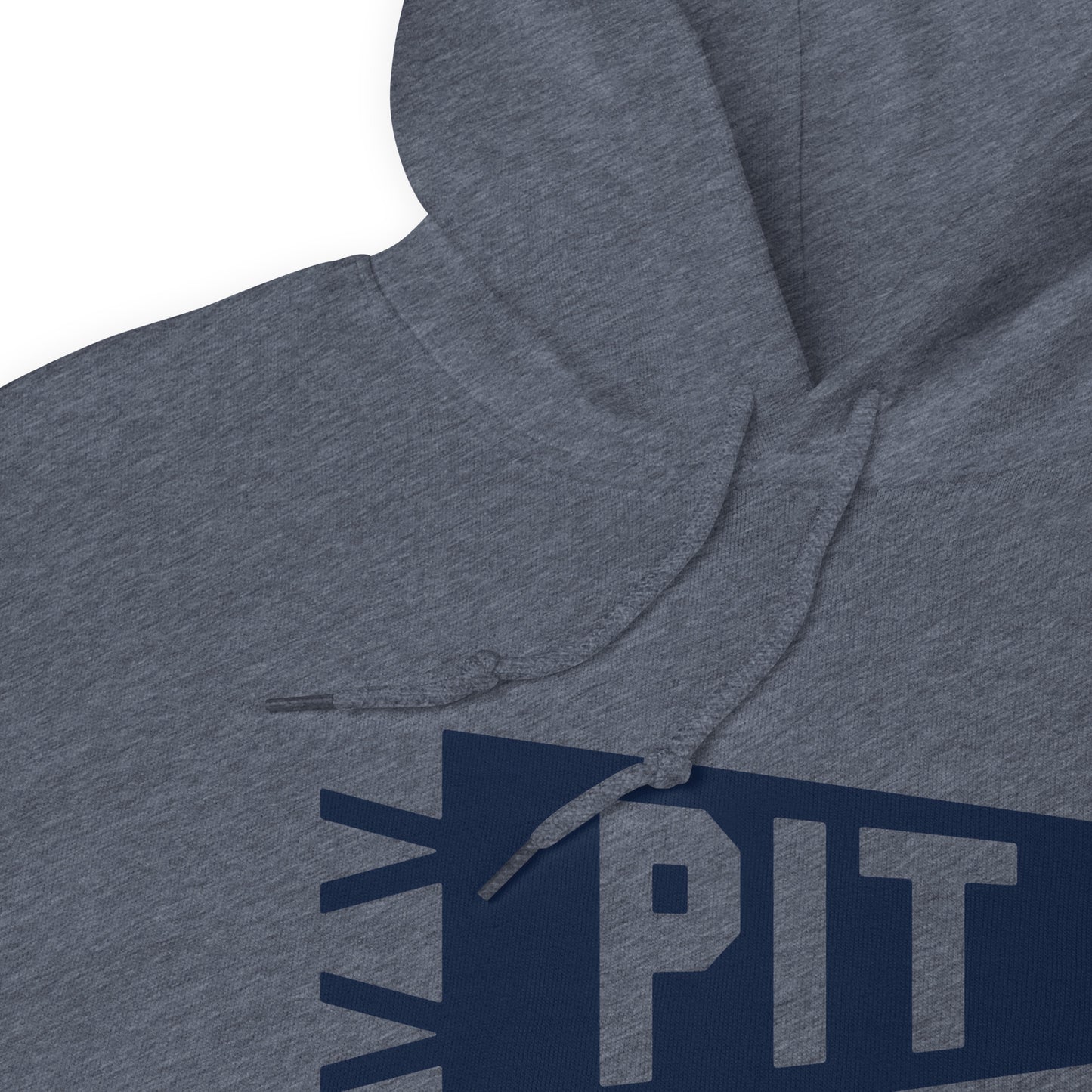 Airport Code Unisex Hoodie - Navy Blue Graphic • PIT Pittsburgh • YHM Designs - Image 06