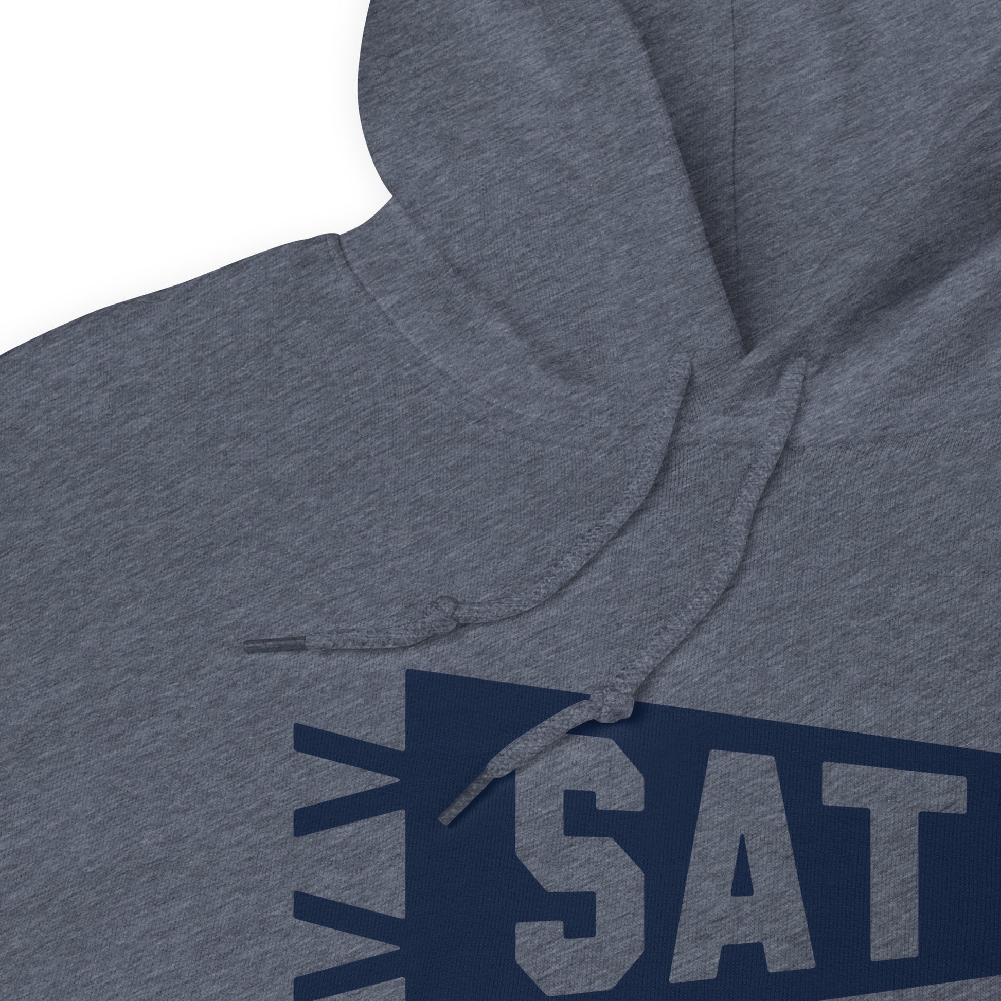 Airport Code Unisex Hoodie - Navy Blue Graphic • SAT San Antonio • YHM Designs - Image 06