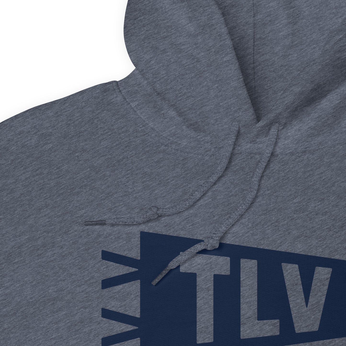 Airport Code Unisex Hoodie - Navy Blue Graphic • TLV Tel Aviv • YHM Designs - Image 06