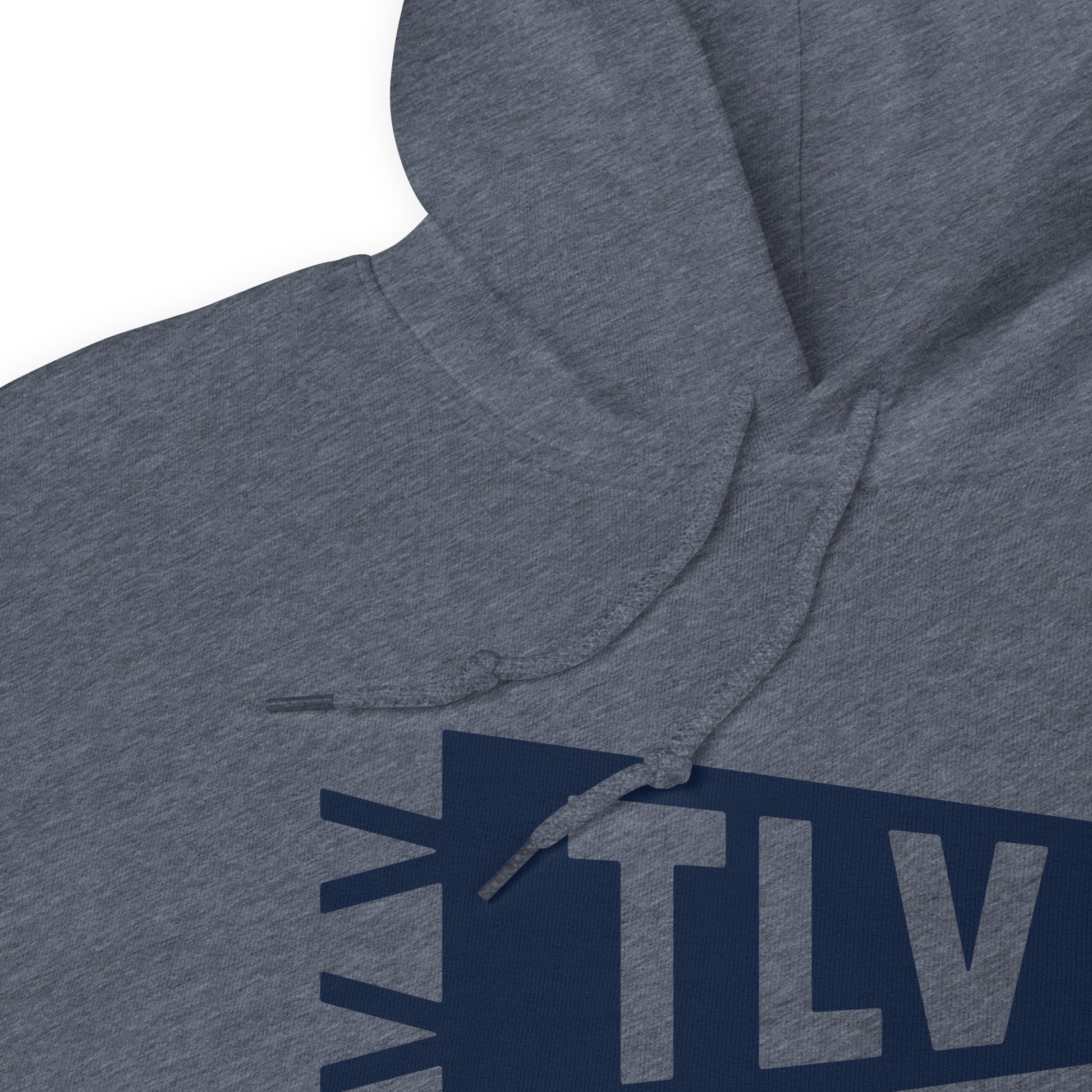 Airport Code Unisex Hoodie - Navy Blue Graphic • TLV Tel Aviv • YHM Designs - Image 06