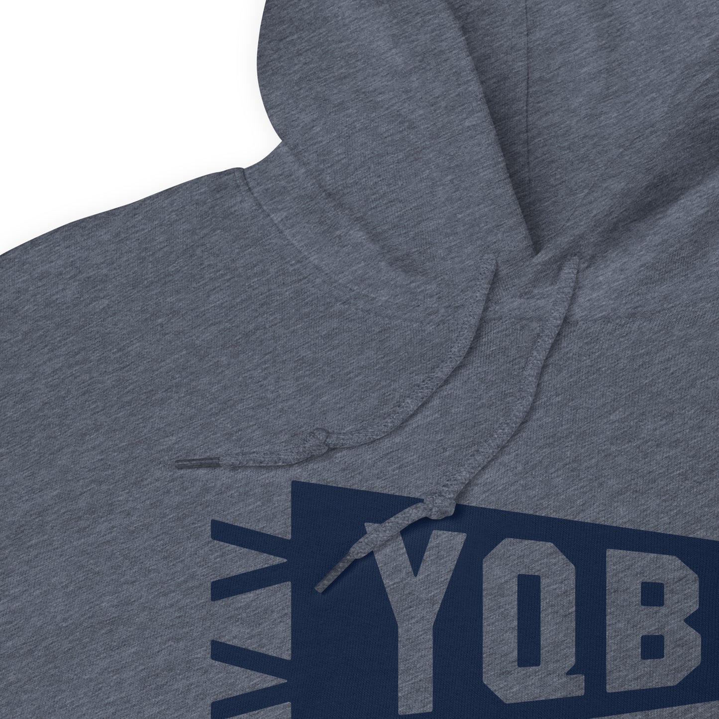 Airport Code Unisex Hoodie - Navy Blue Graphic • YQB Quebec City • YHM Designs - Image 06