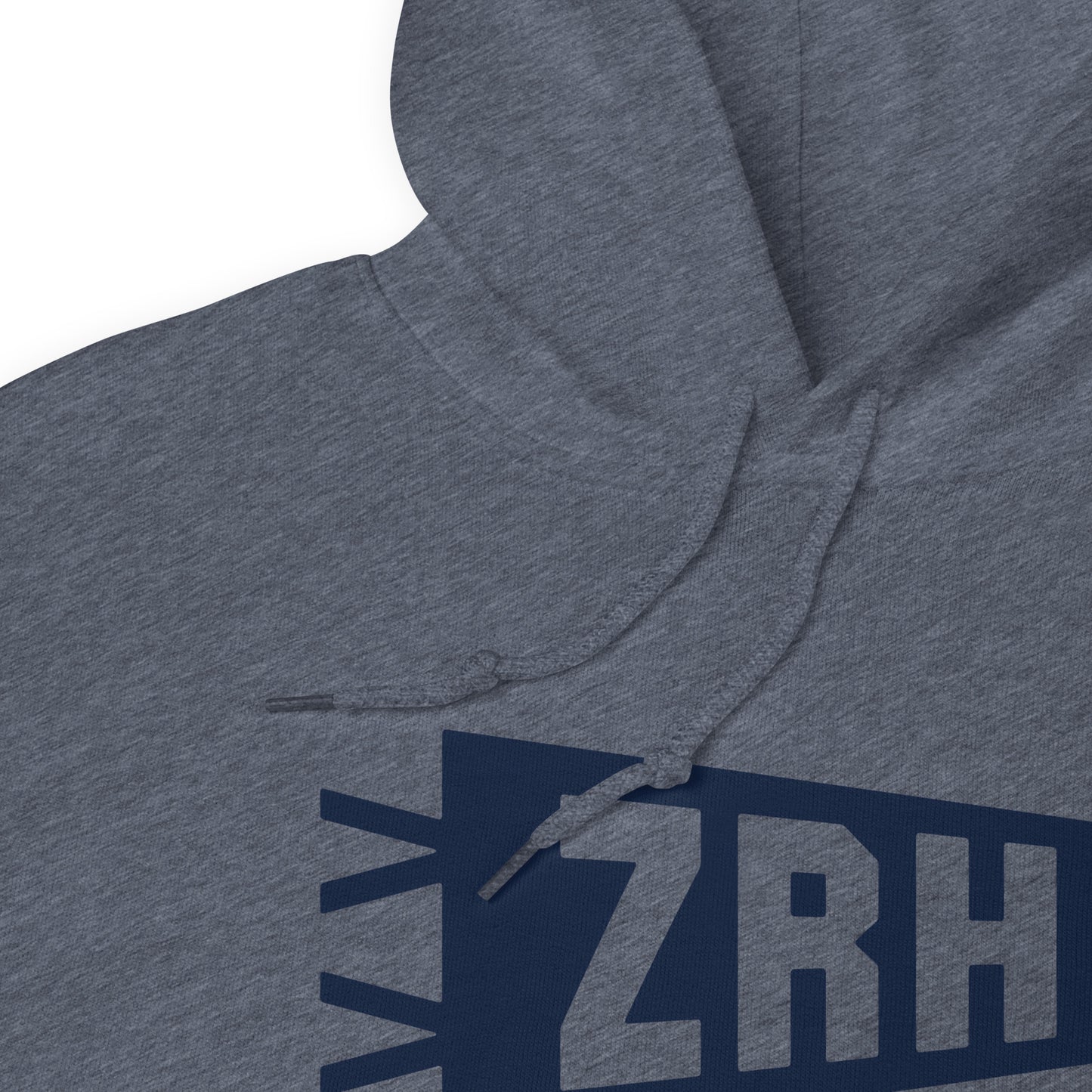 Airport Code Unisex Hoodie - Navy Blue Graphic • ZRH Zurich • YHM Designs - Image 06