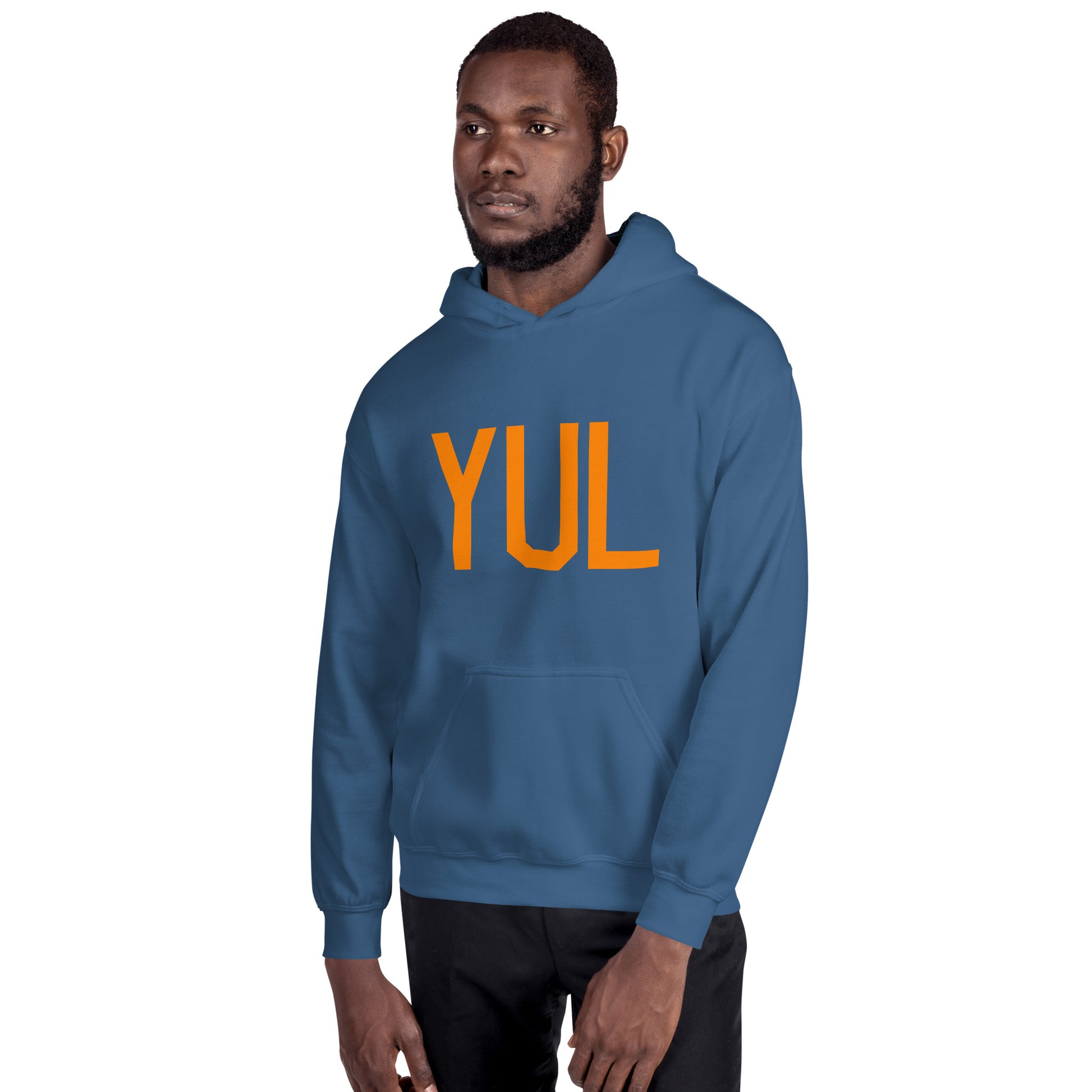 Unisex Hoodie - Orange Graphic • YUL Montreal • YHM Designs - Image 04