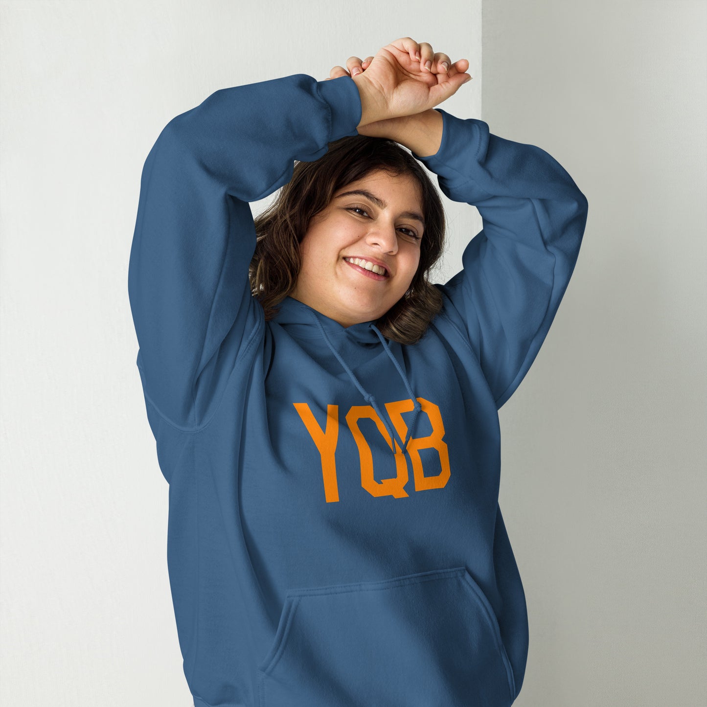 Unisex Hoodie - Orange Graphic • YQB Quebec City • YHM Designs - Image 03