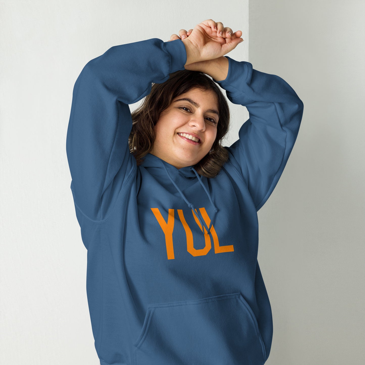 Unisex Hoodie - Orange Graphic • YUL Montreal • YHM Designs - Image 03