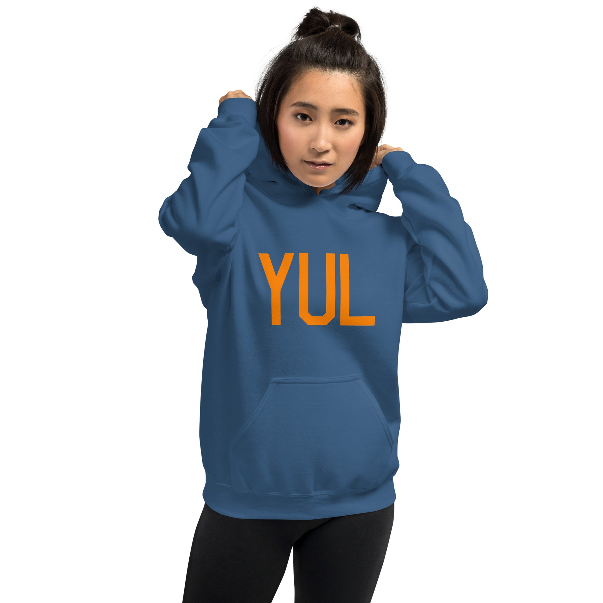 Unisex Hoodie - Orange Graphic • YUL Montreal • YHM Designs - Image 09