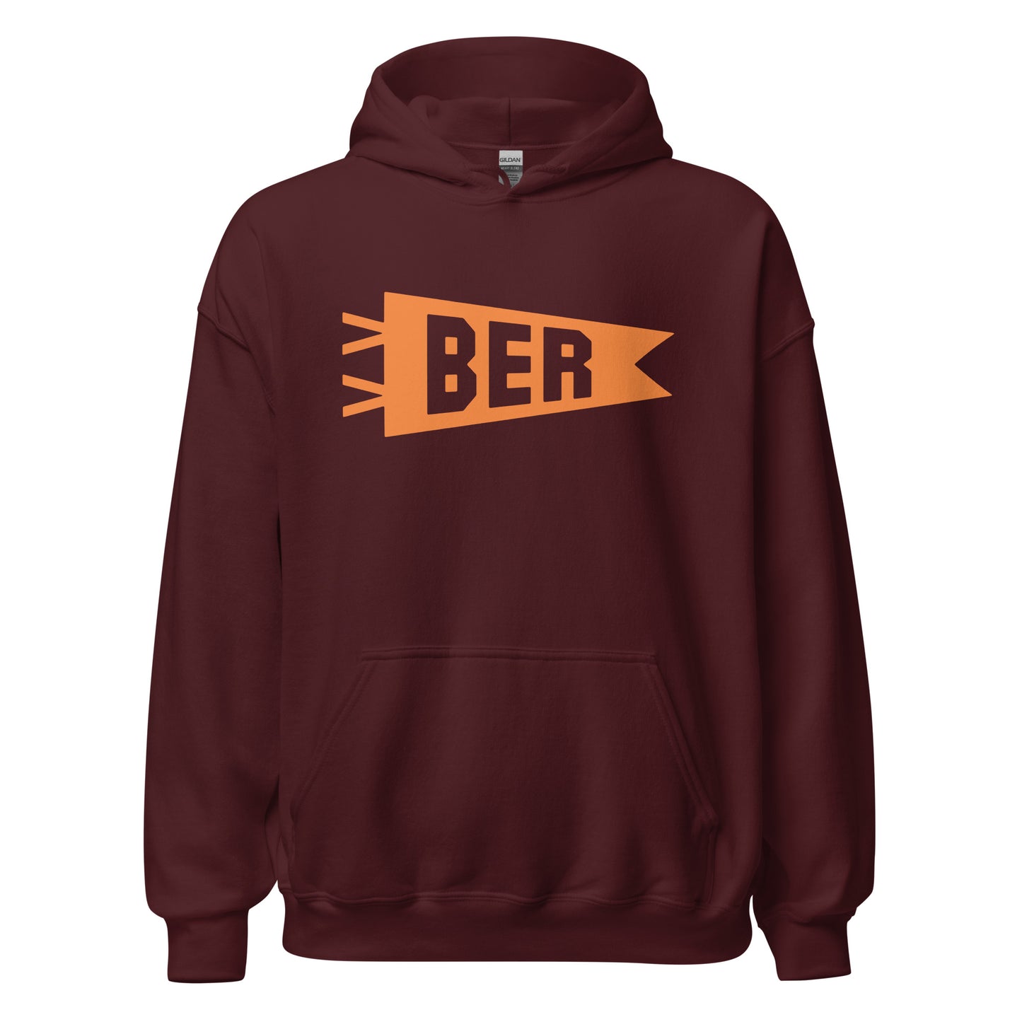 Airport Code Unisex Hoodie - Orange Graphic • BER Berlin • YHM Designs - Image 05