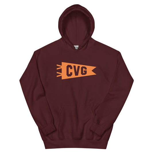 Airport Code Unisex Hoodie - Orange Graphic • CVG Cincinnati • YHM Designs - Image 01