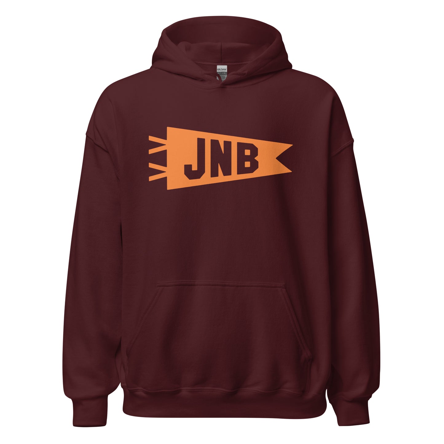 Airport Code Unisex Hoodie - Orange Graphic • JNB Johannesburg • YHM Designs - Image 05