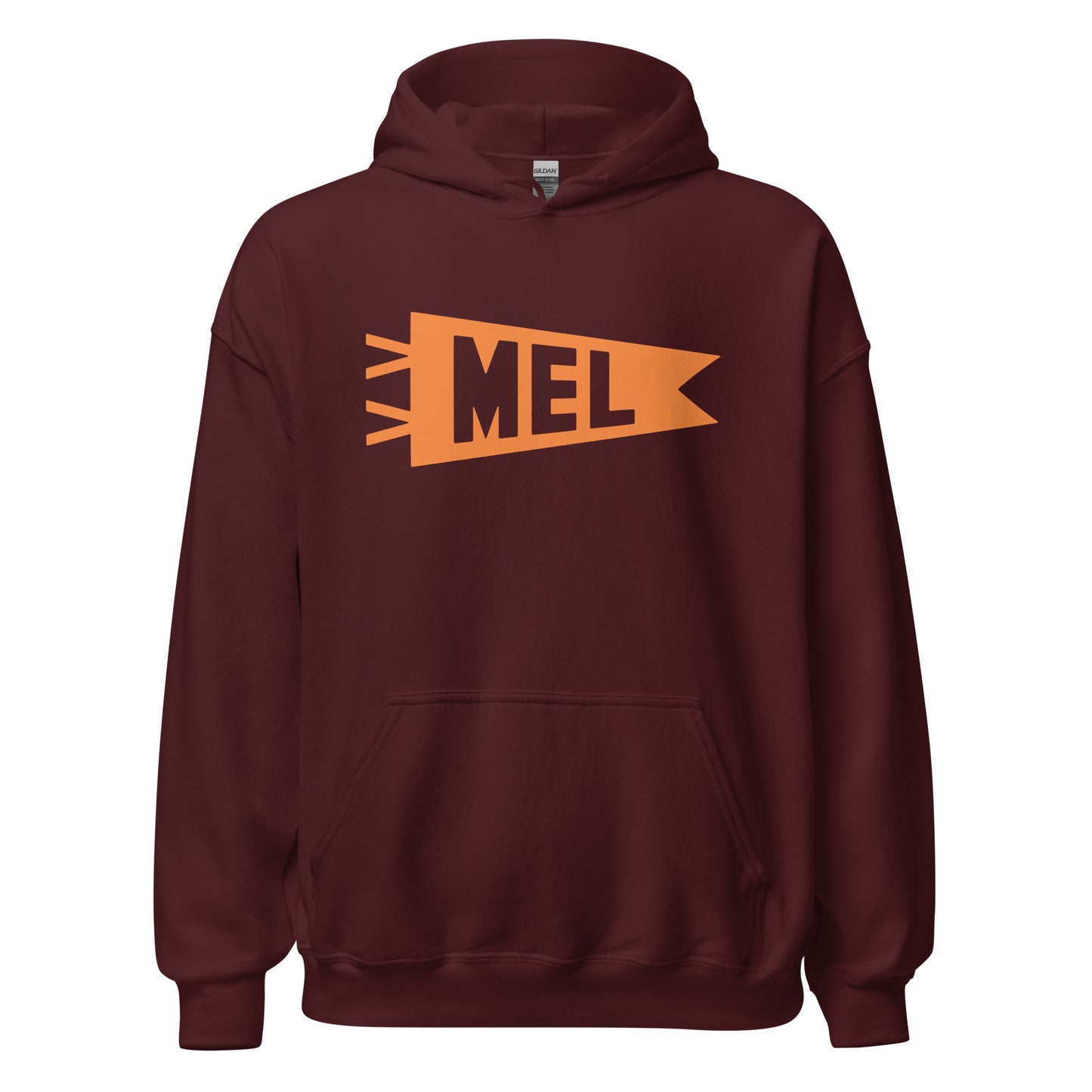 Airport Code Unisex Hoodie - Orange Graphic • MEL Melbourne • YHM Designs - Image 05