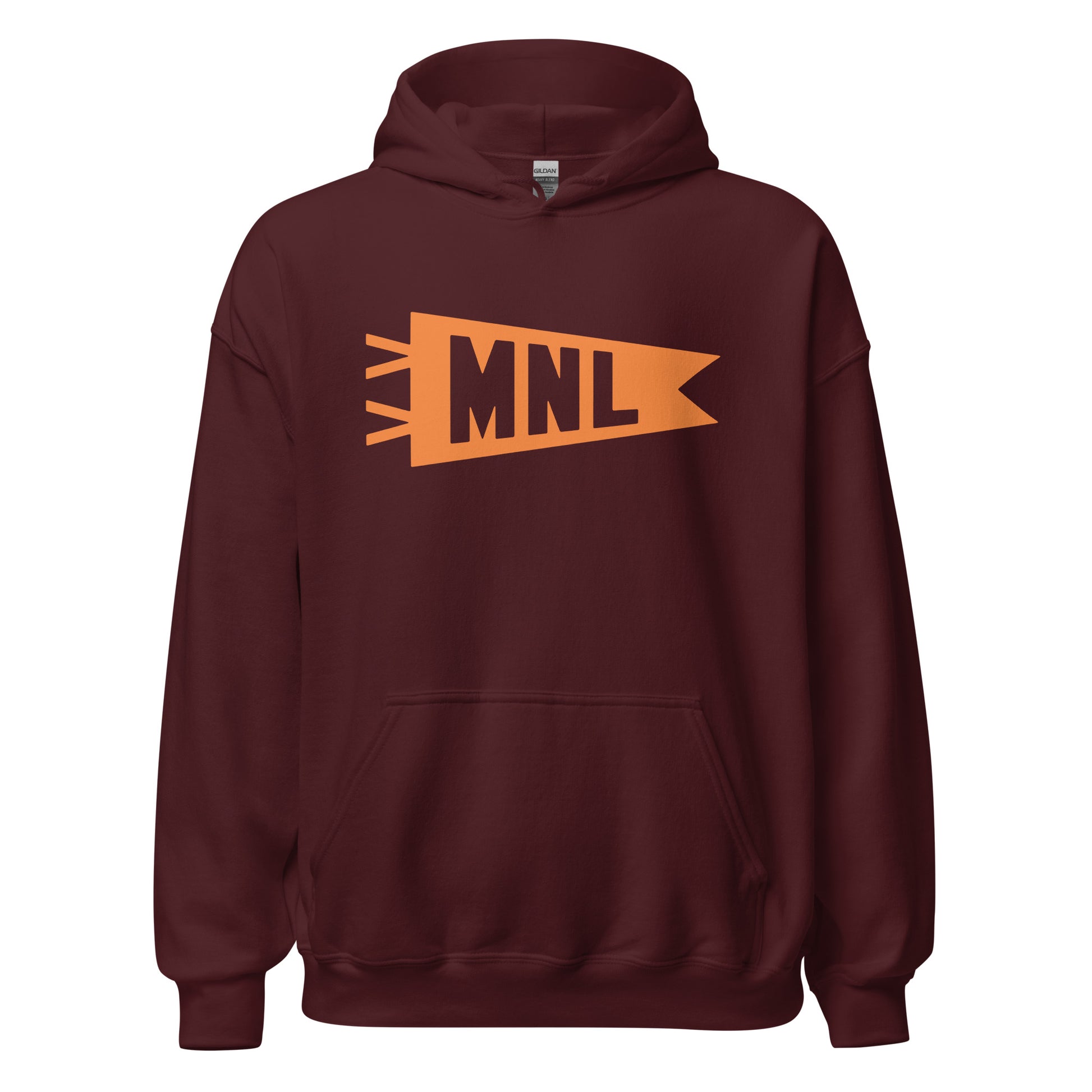 Airport Code Unisex Hoodie - Orange Graphic • MNL Manila • YHM Designs - Image 05