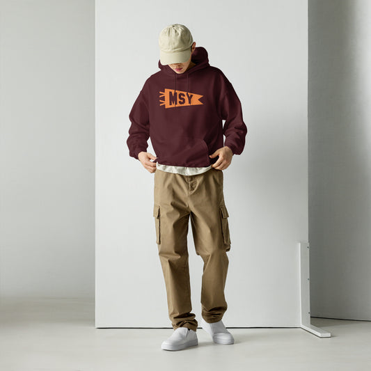 Airport Code Unisex Hoodie - Orange Graphic • MSY New Orleans • YHM Designs - Image 02