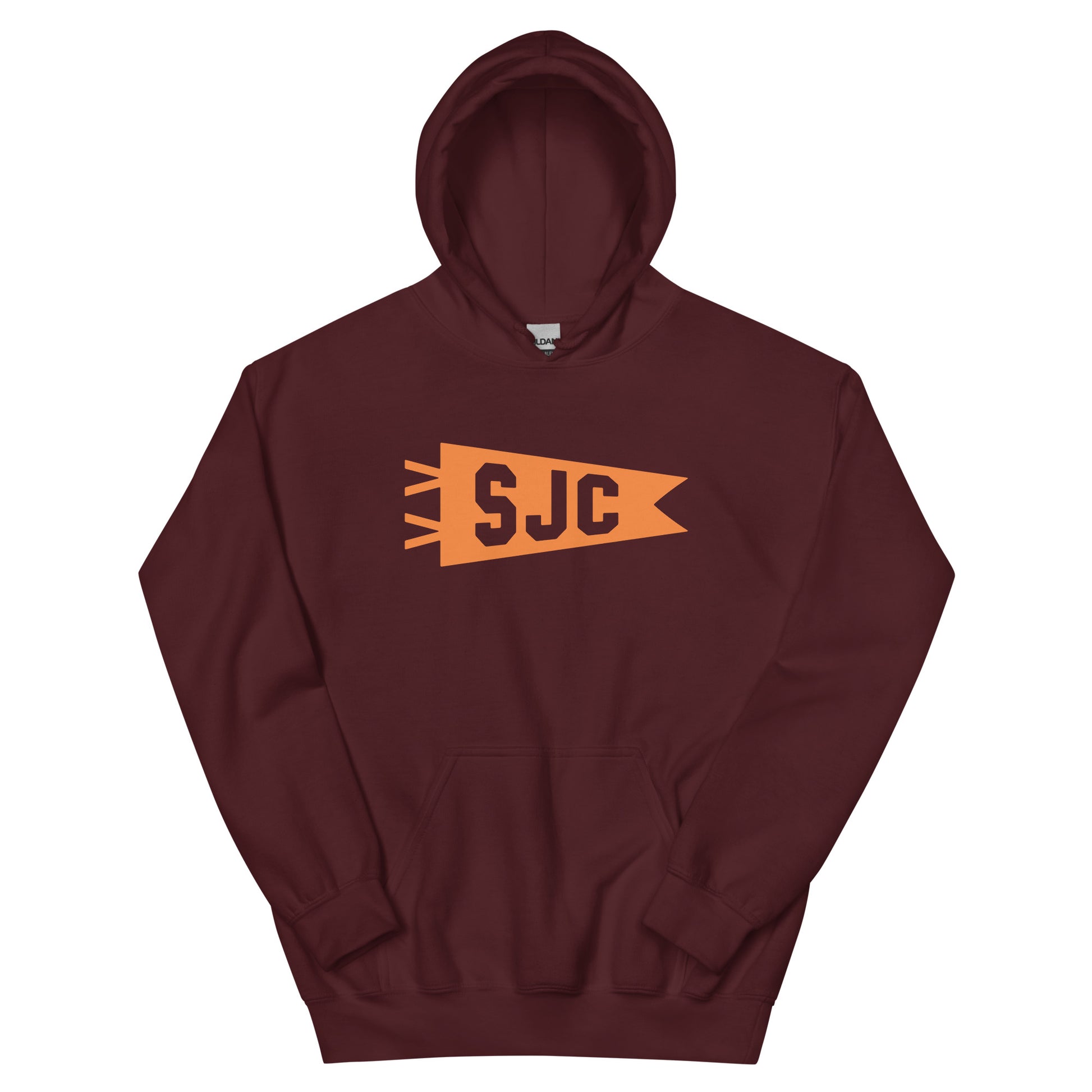 SJC San Jose Unisex Hoodie • Banner Design in Orange • YHM Designs - Image 01