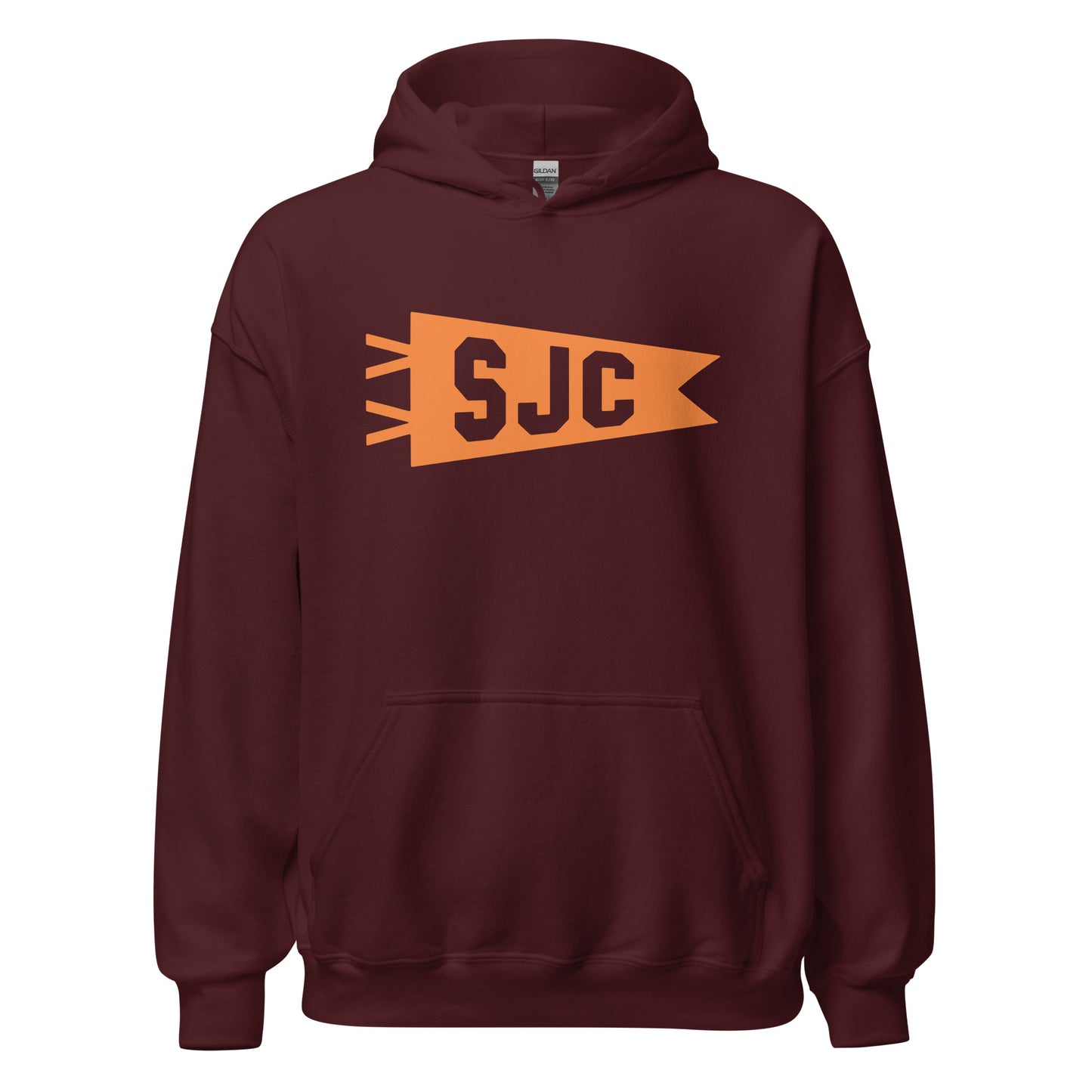 SJC San Jose Unisex Hoodie • Banner Design in Orange • YHM Designs - Image 05