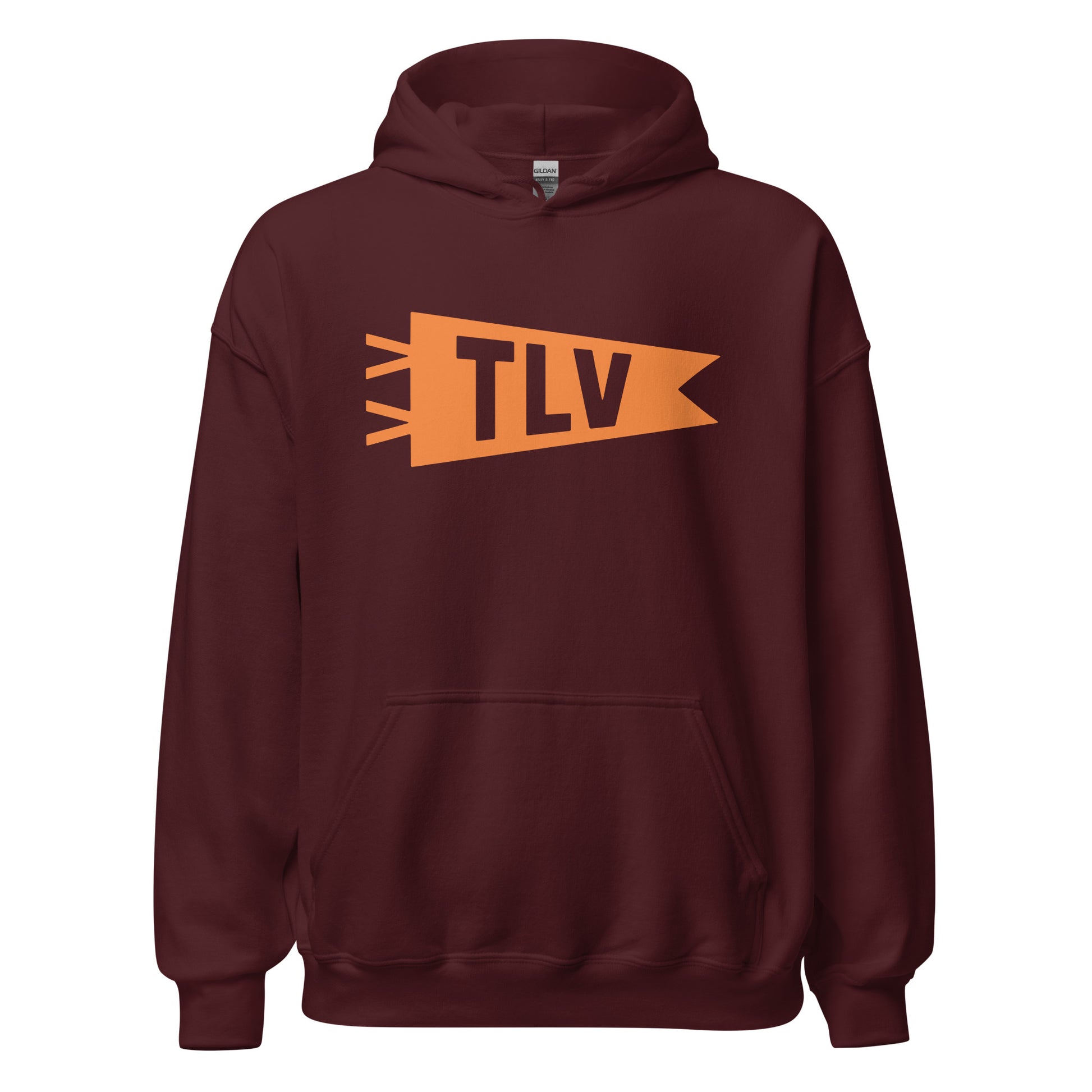 Airport Code Unisex Hoodie - Orange Graphic • TLV Tel Aviv • YHM Designs - Image 05