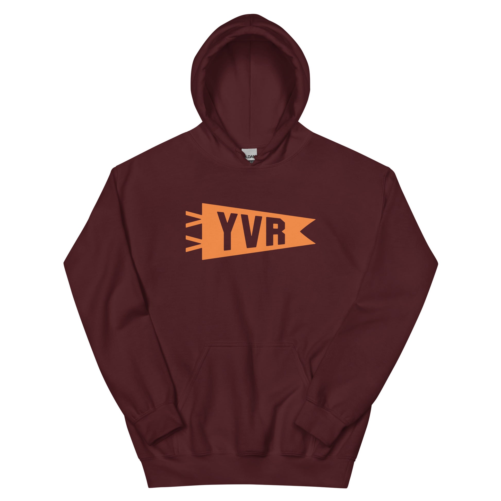 Airport Code Unisex Hoodie - Orange Graphic • YVR Vancouver • YHM Designs - Image 01