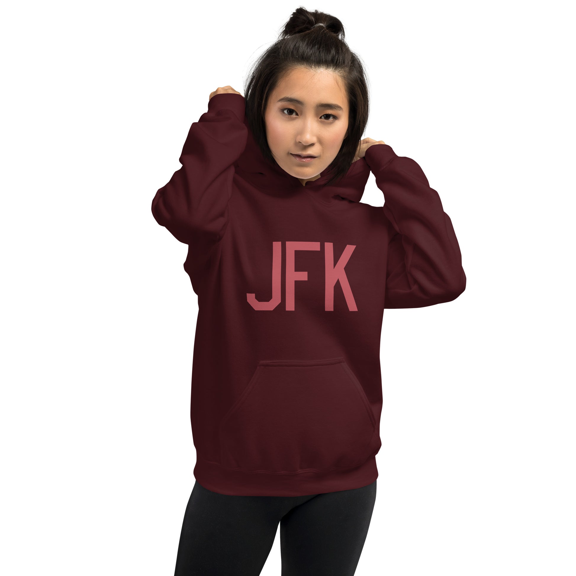 Aviation Enthusiast Hoodie - Deep Pink Graphic • JFK New York City • YHM Designs - Image 09