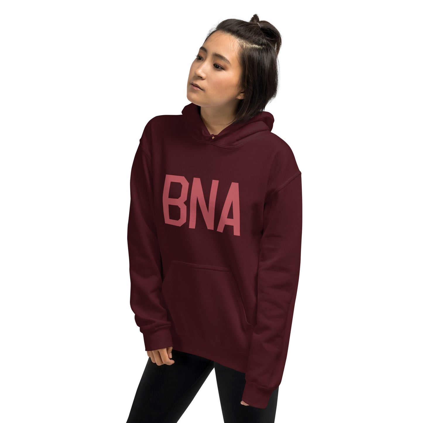 BNA Nashville Unisex Hoodie • Air Force Lettering in Deep Pink • YHM Designs - Image 10