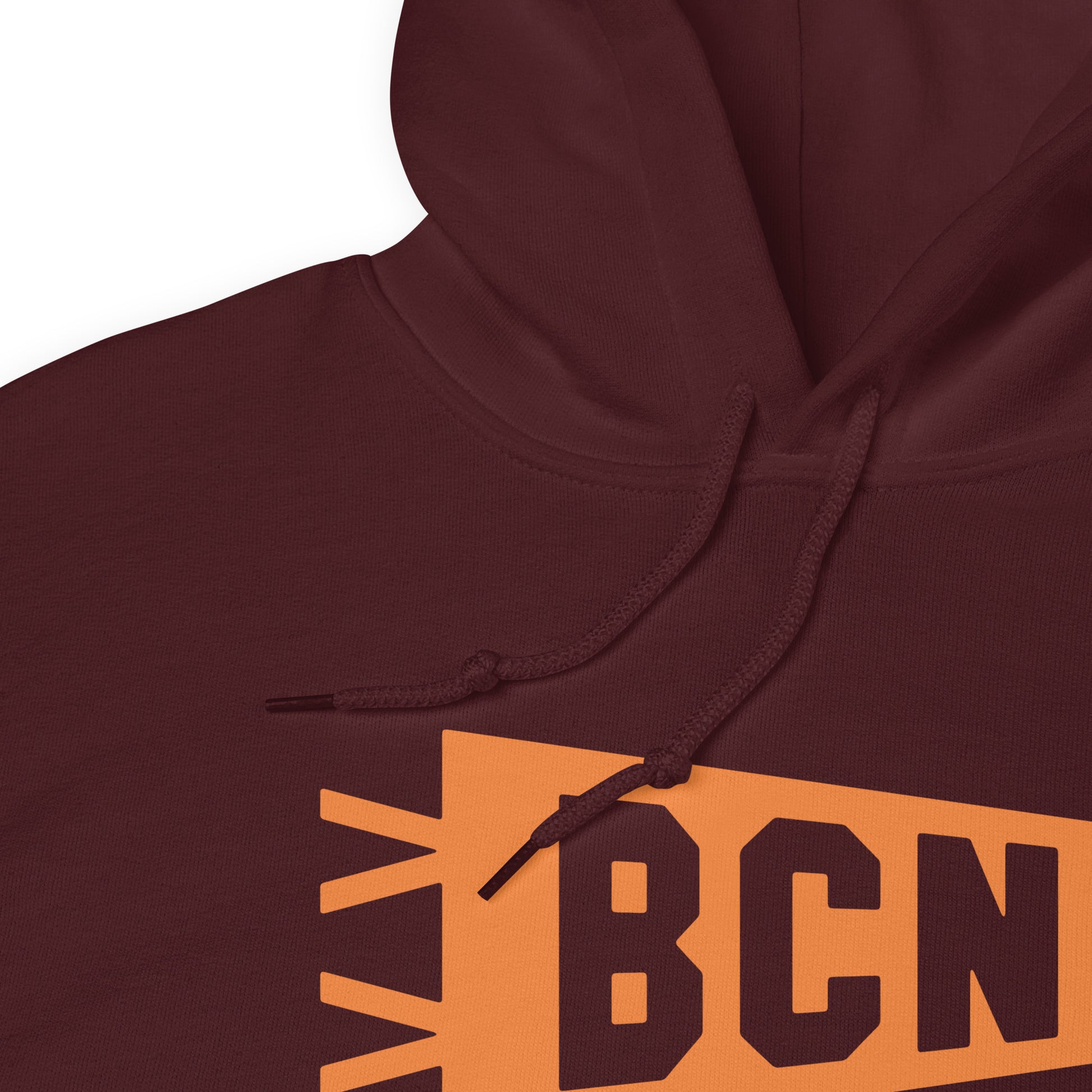 Airport Code Unisex Hoodie - Orange Graphic • BCN Barcelona • YHM Designs - Image 06