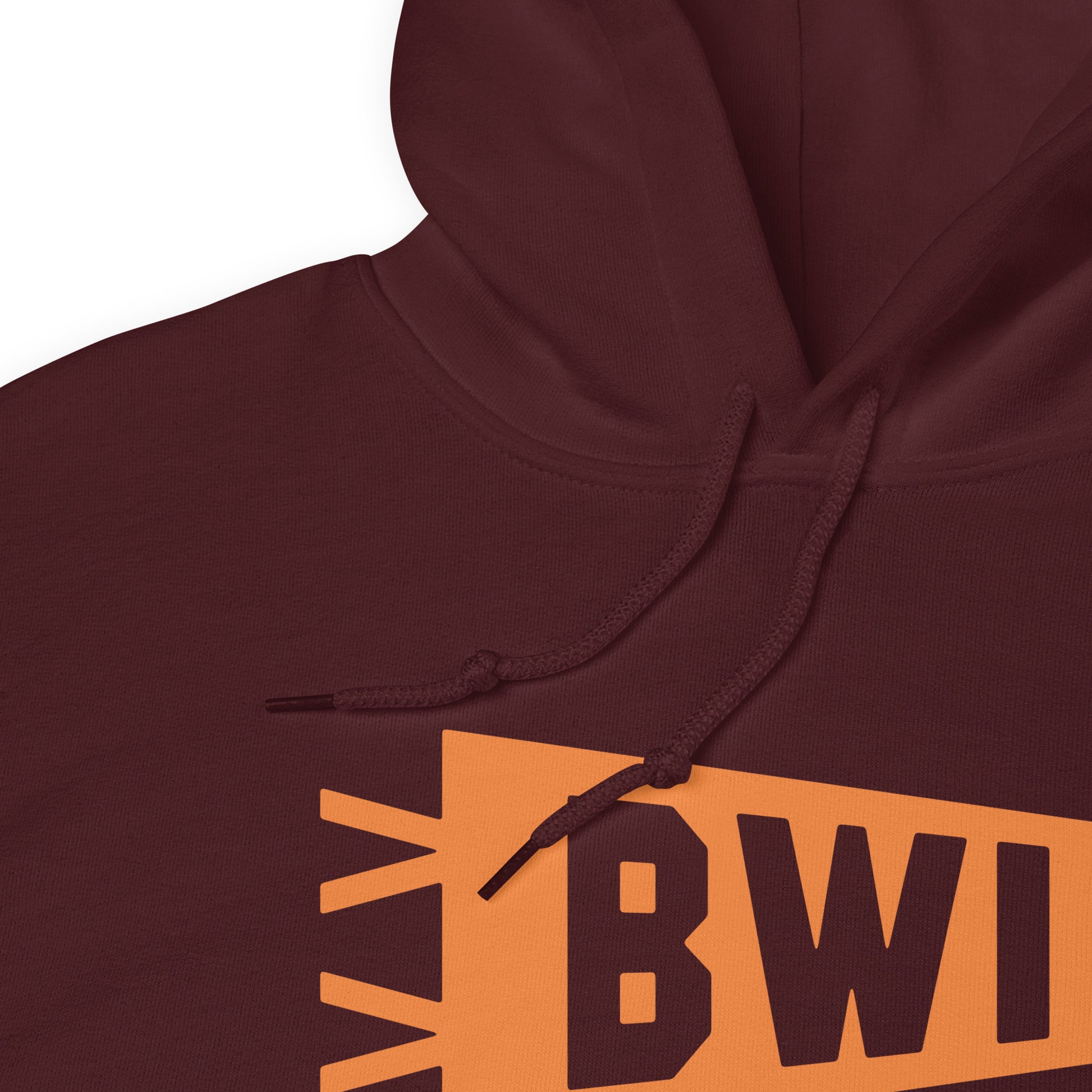 Airport Code Unisex Hoodie - Orange Graphic • BWI Baltimore • YHM Designs - Image 06
