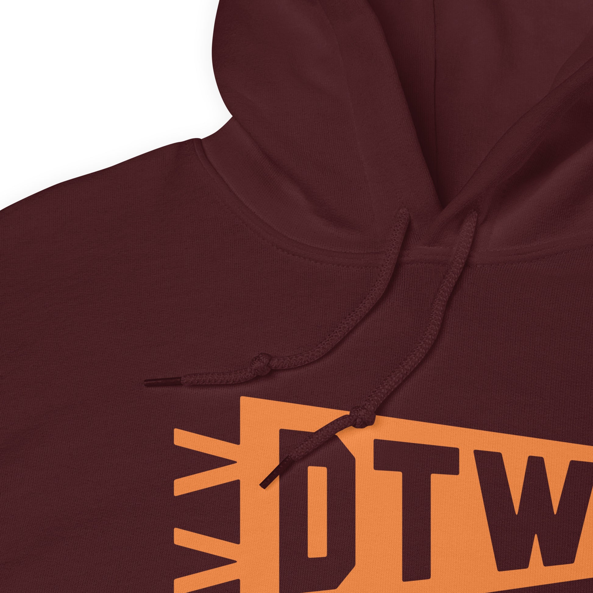 Airport Code Unisex Hoodie - Orange Graphic • DTW Detroit • YHM Designs - Image 06