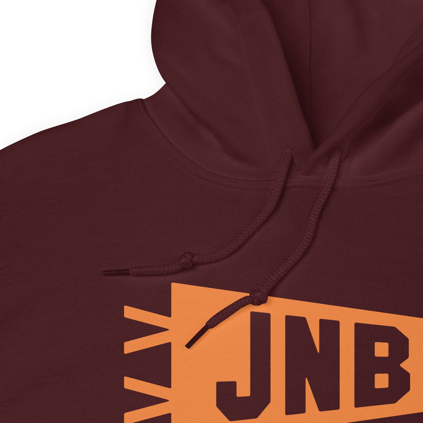 Airport Code Unisex Hoodie - Orange Graphic • JNB Johannesburg • YHM Designs - Image 06