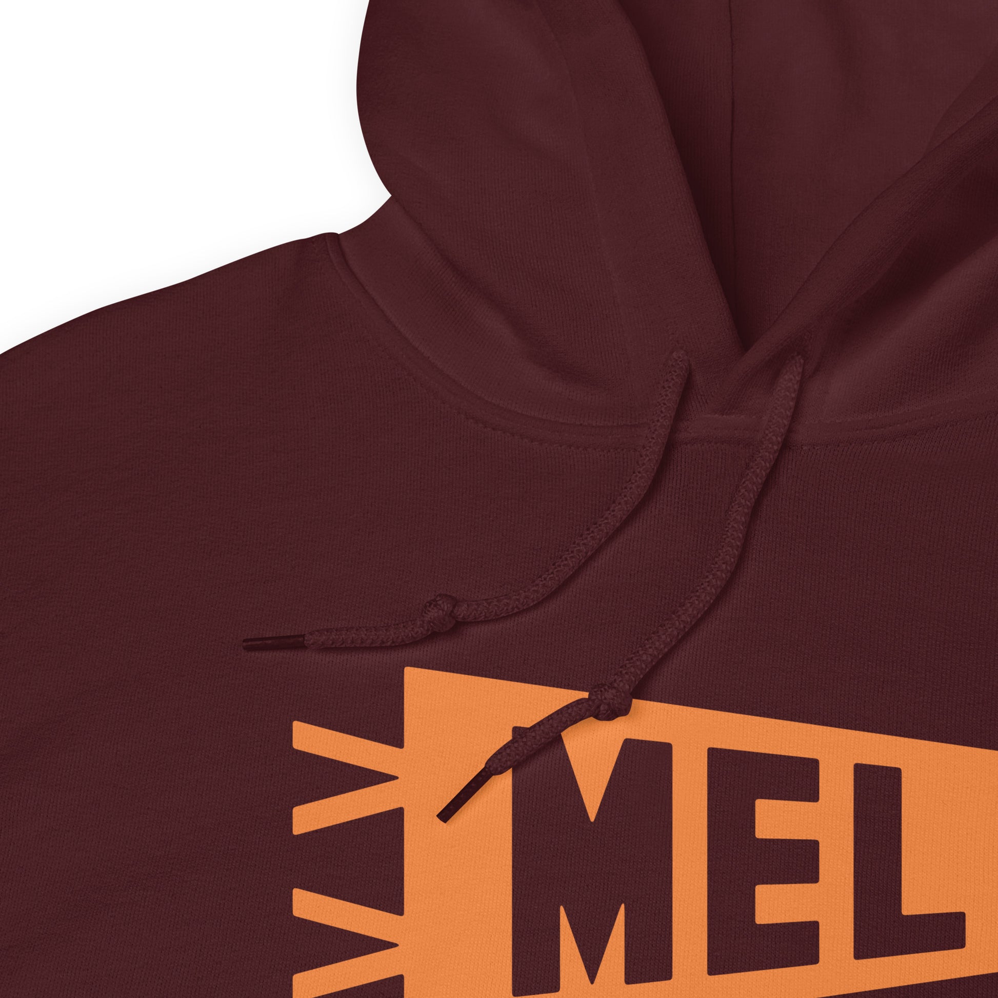 Airport Code Unisex Hoodie - Orange Graphic • MEL Melbourne • YHM Designs - Image 06