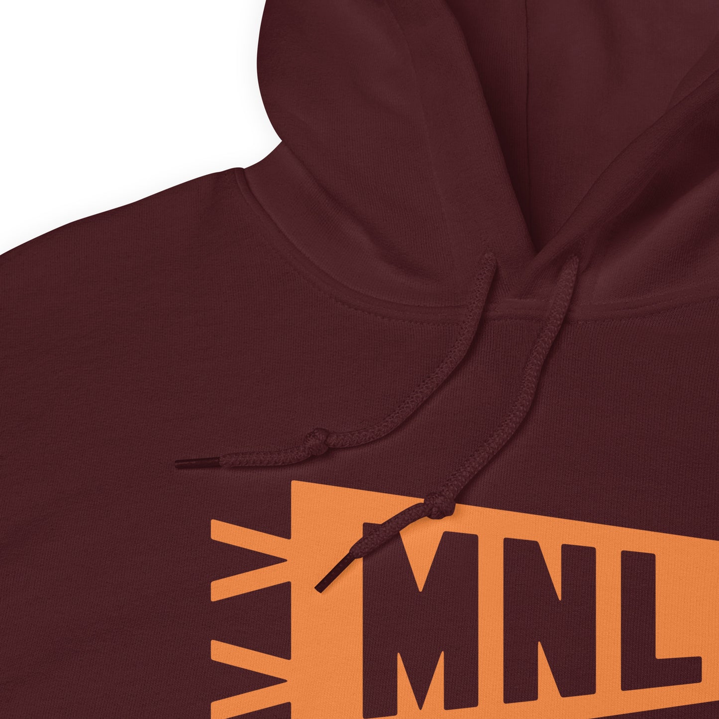 Airport Code Unisex Hoodie - Orange Graphic • MNL Manila • YHM Designs - Image 06