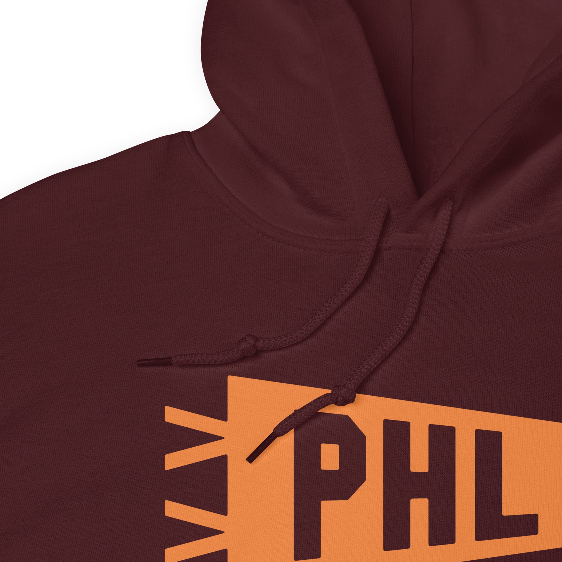 Airport Code Unisex Hoodie - Orange Graphic • PHL Philadelphia • YHM Designs - Image 06