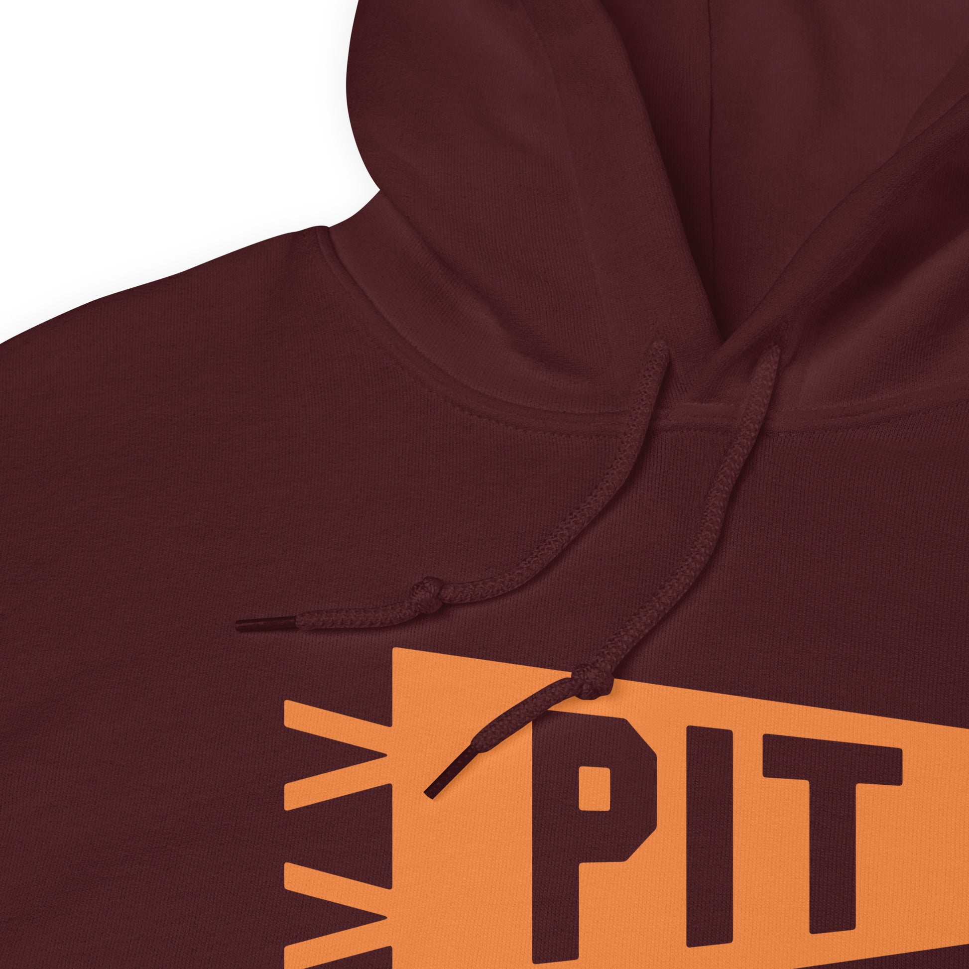 Airport Code Unisex Hoodie - Orange Graphic • PIT Pittsburgh • YHM Designs - Image 06