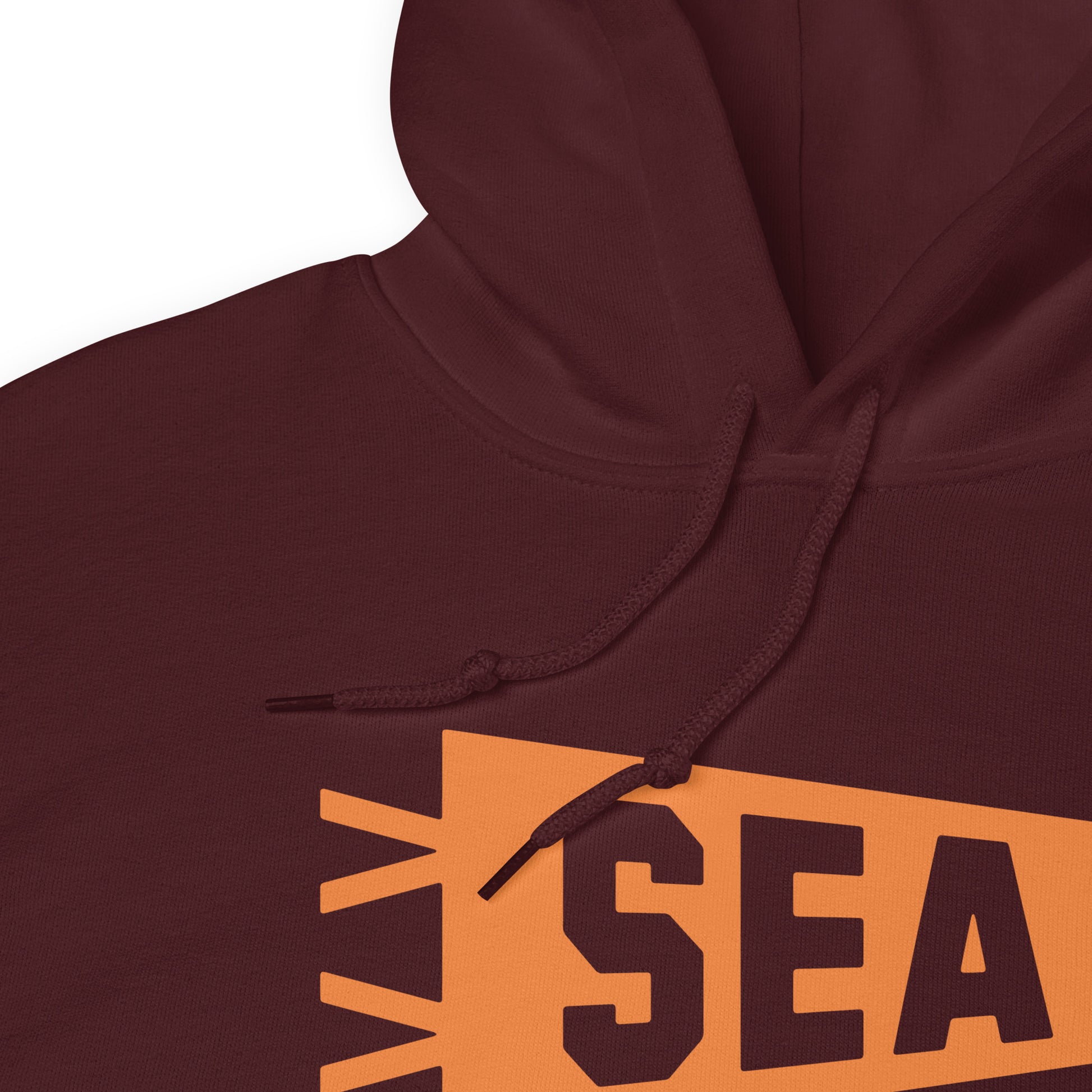 Airport Code Unisex Hoodie - Orange Graphic • SEA Seattle • YHM Designs - Image 06