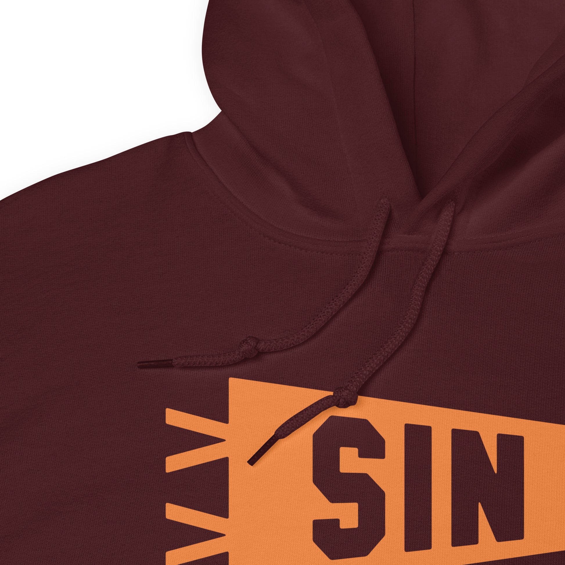 Airport Code Unisex Hoodie - Orange Graphic • SIN Singapore • YHM Designs - Image 06